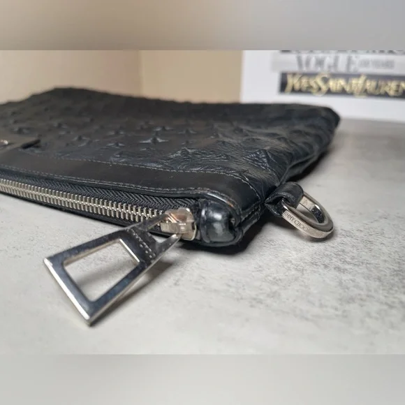 Jimmy Choo Oversized Derek Clutch Wrislet Black Leather Studded Star Bag - Picture 11 of 17